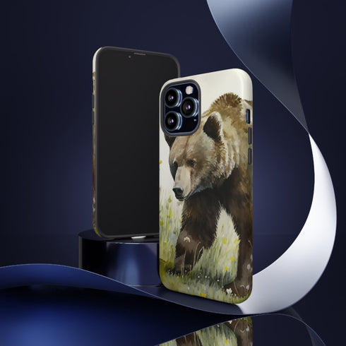 Grizzly Bear in a Field - Impact Resistant Phone Case
